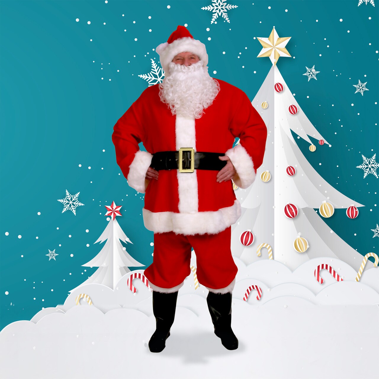 The Costume Center 7-Piece Red Duvetyne Economy Santa Claus Christmas Suit - Adult Size XXXL